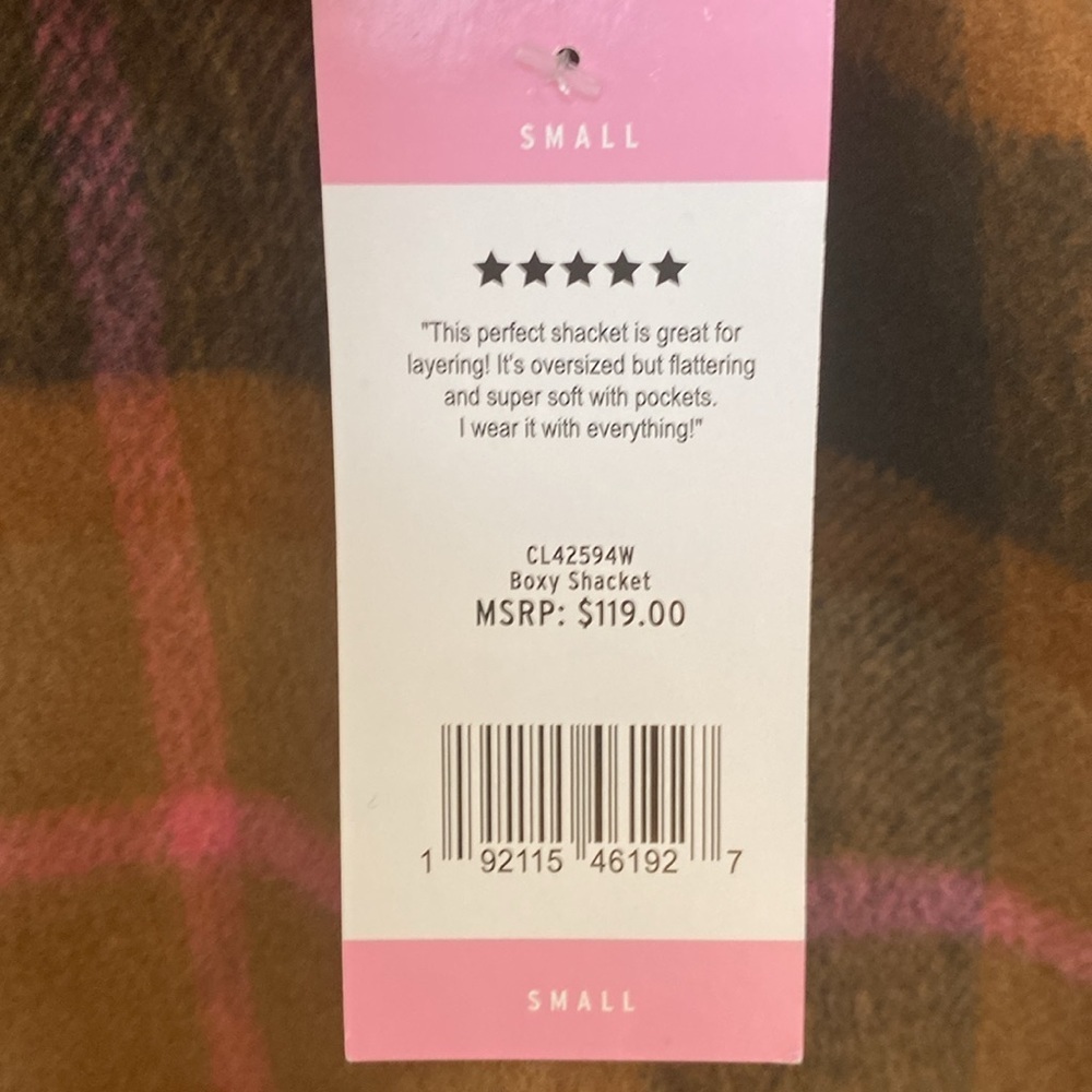 NWT BB Dakota Steve Madden Brown Plaid Flannel Boxy Shacket Size Small - Picture 8 of 8